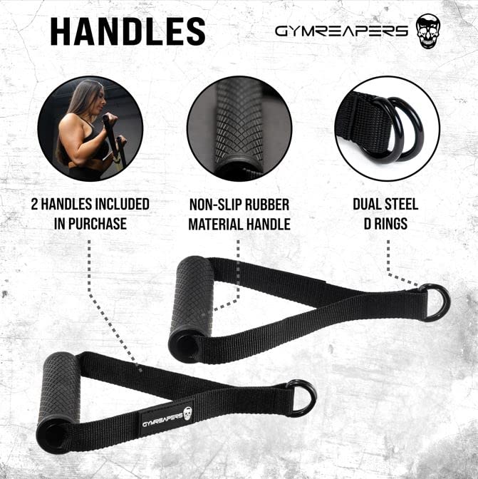 Gymreapers Resistance Band Handle/Door Anchor Combo - Exercise Band at Home Workout - (1 Pair of Handles) - Use with Any Resistance Bands for Men and Women