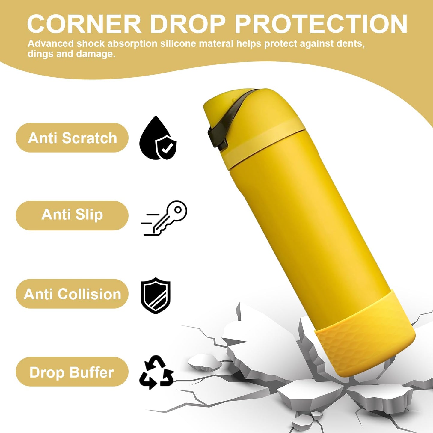 2 PCS Silicone Water Bottle Boot for Owala, Anti-Slip Protective Sleeve for FreeSip/Twist/Flip, Watter Bottle Accessories, Bottom Bumper Cover, Dishwasher safe, BPA Free (Wave)