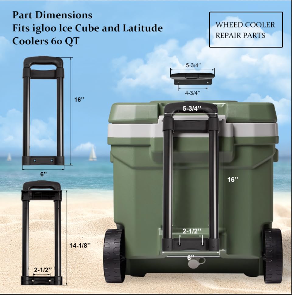 LBB-Parts Telescoping Handle Replacement for Igloo Ice Cube and Latitude 60 Qt Wheeled Cooler,Cooler 60 Qt Telescoping Handle Kit