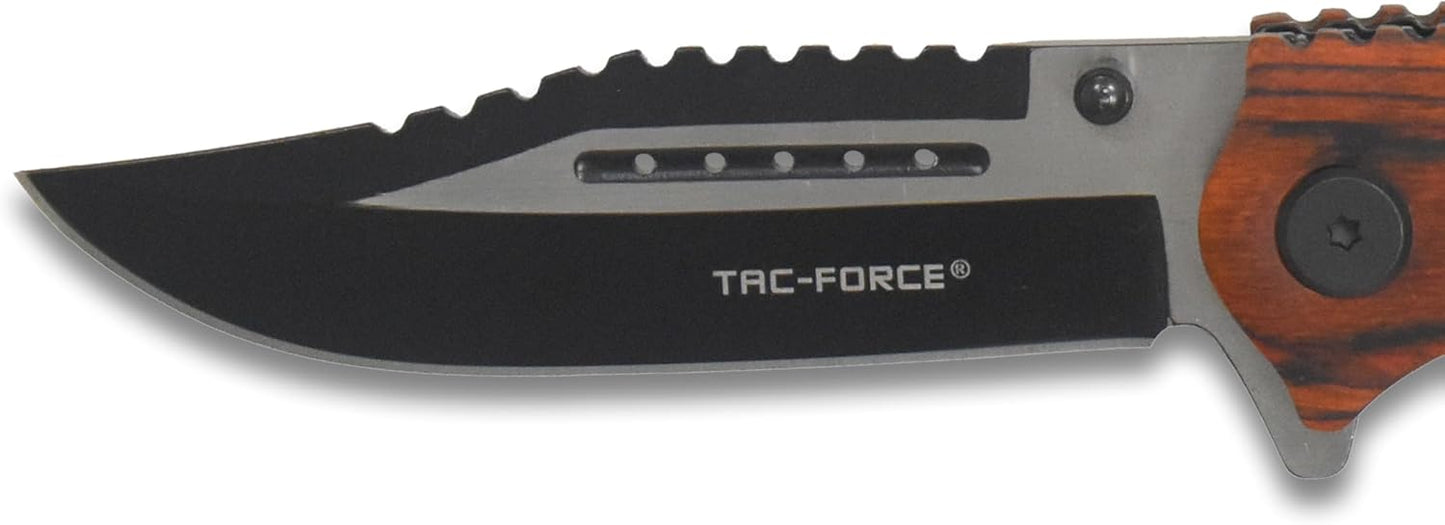 TAC Force TF-809 Series Spring Assist Folding Knife, Two-Tone Blade, 4.5-Inch Closed