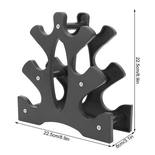 3-Tier Dumbbell Rack Sturdy Triangle Design 20kg Capacity Easy Assembly PP Material Storage Stand for Home Gym