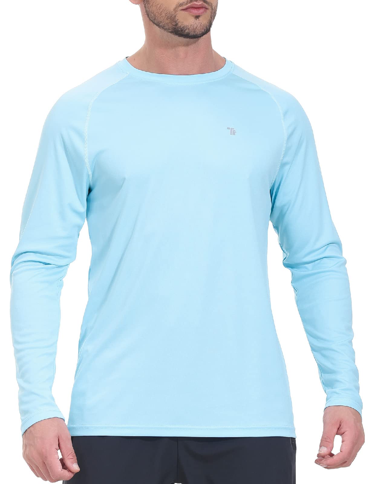 Rdruko Men's Hiking Shirts Long Sleeve UPF 50+ Lightweight Dry Fit Outdoor Fishing Swim UV Shirts(Sky Blue, US XXXL)