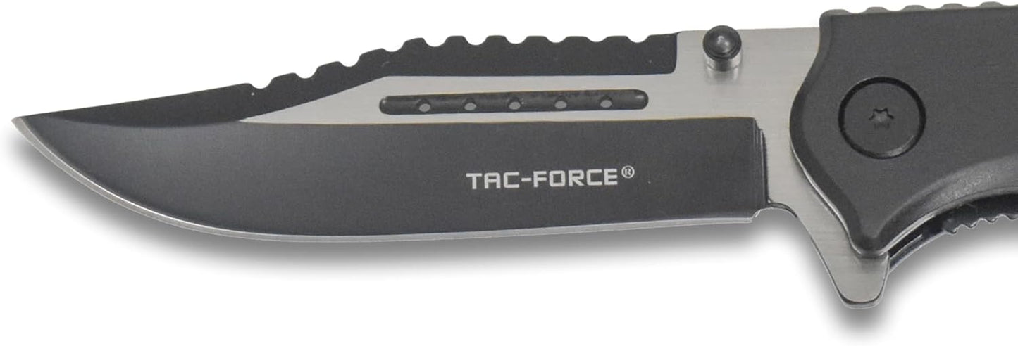 TAC Force TF-809 Series Spring Assist Folding Knife, Two-Tone Blade, 4.5-Inch Closed