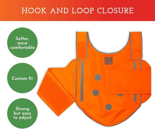High Visibility Reflective Dog Vest - Easy Fastening, Orange, Sizes XS-XXL