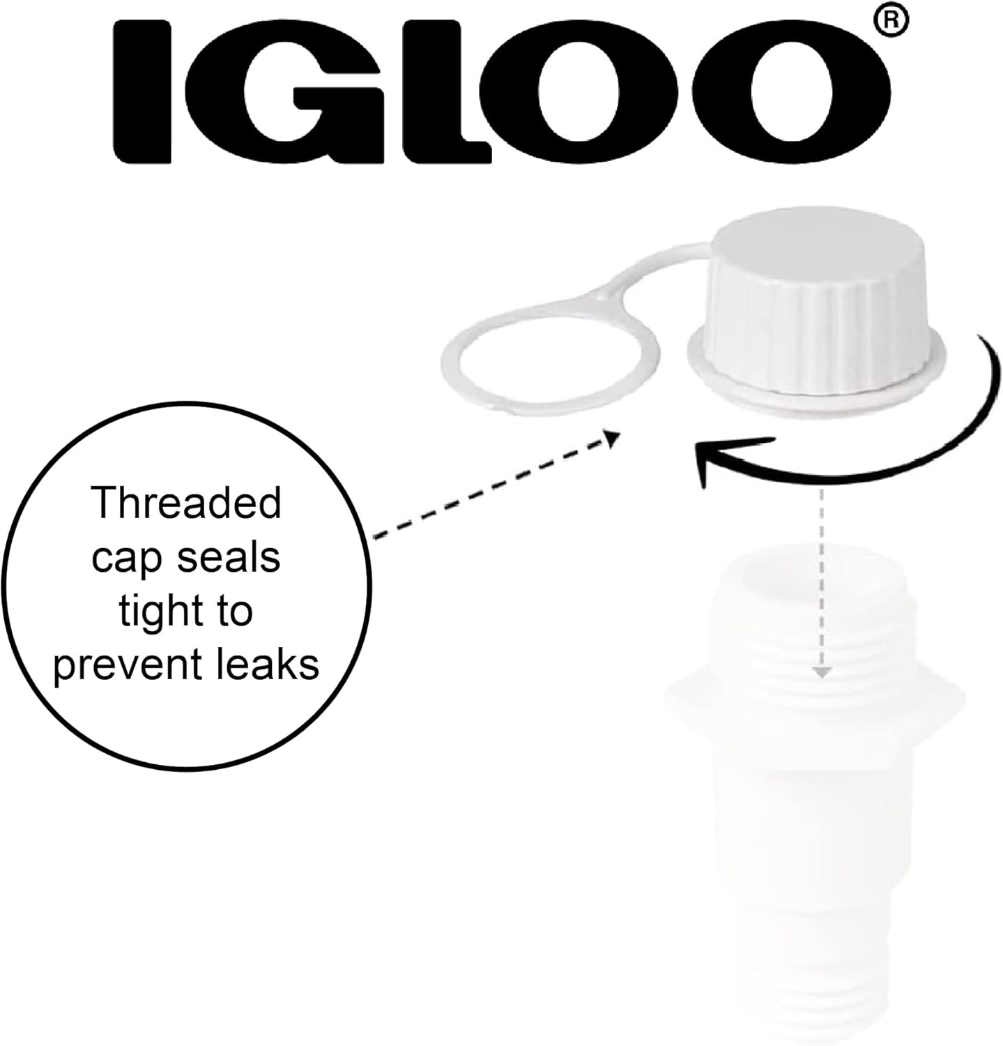 Igloo Tethered Drain Plug Caps, White, Small (20049)