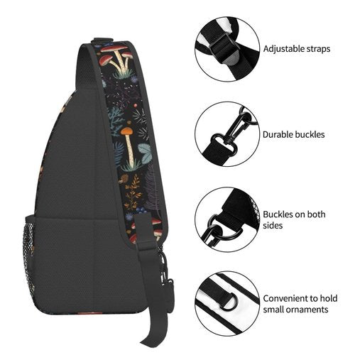 Vasietrng Mushroom Gifts Mushroom Backpack Crossbody Bag Sling Bag for Women Men Travel Hiking Daypack Chest Shoulder