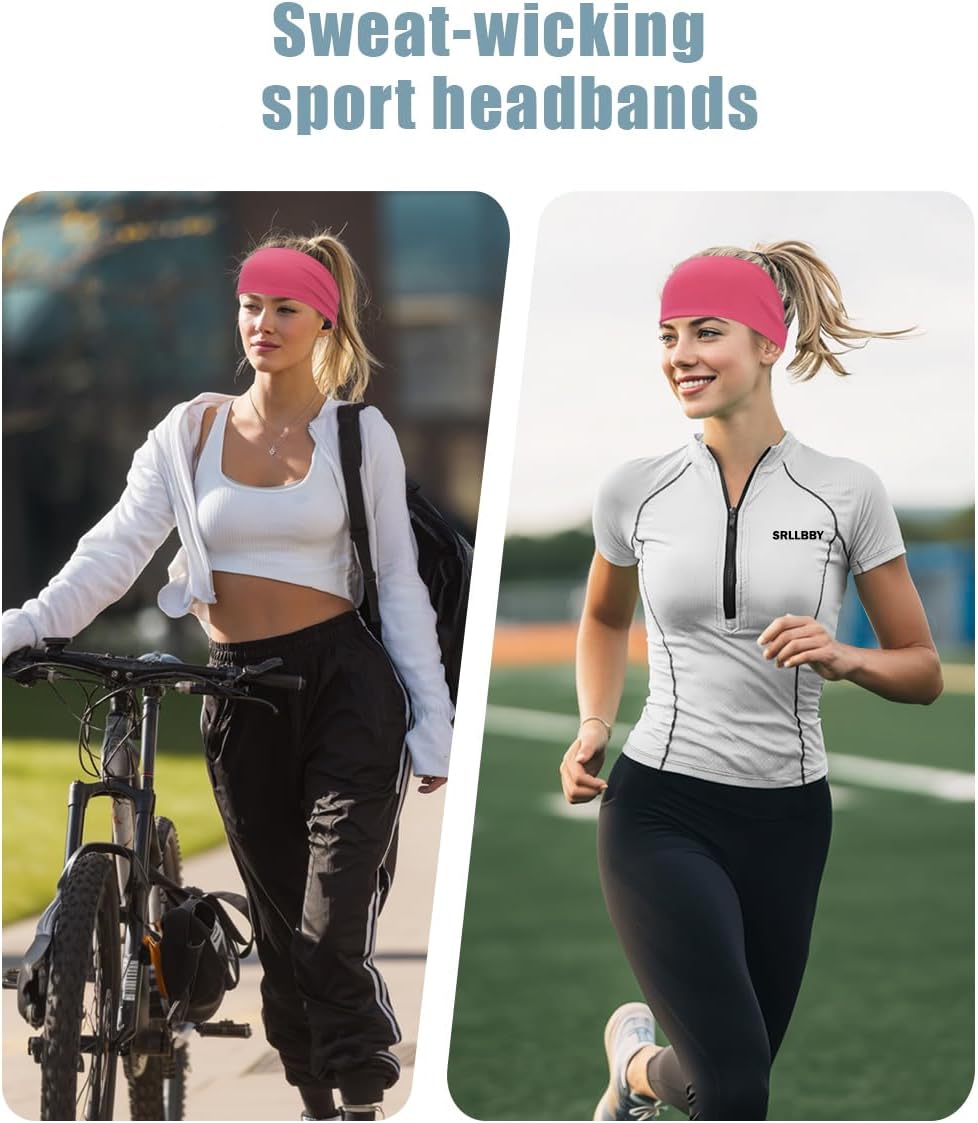 Sport Sweatbands | 4-Pack Summer Workout Headbands for Men & Women – Sweat Wicking