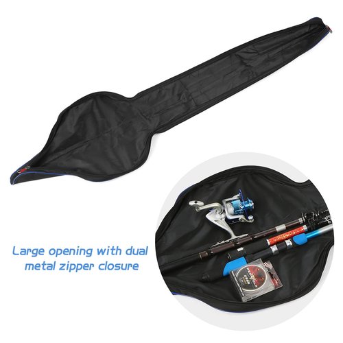 HUIOP Portable Fishing Case, 63" Folding Fishing Pole Holder, Large Capacity Rod Tackle Organizer Storage Bag