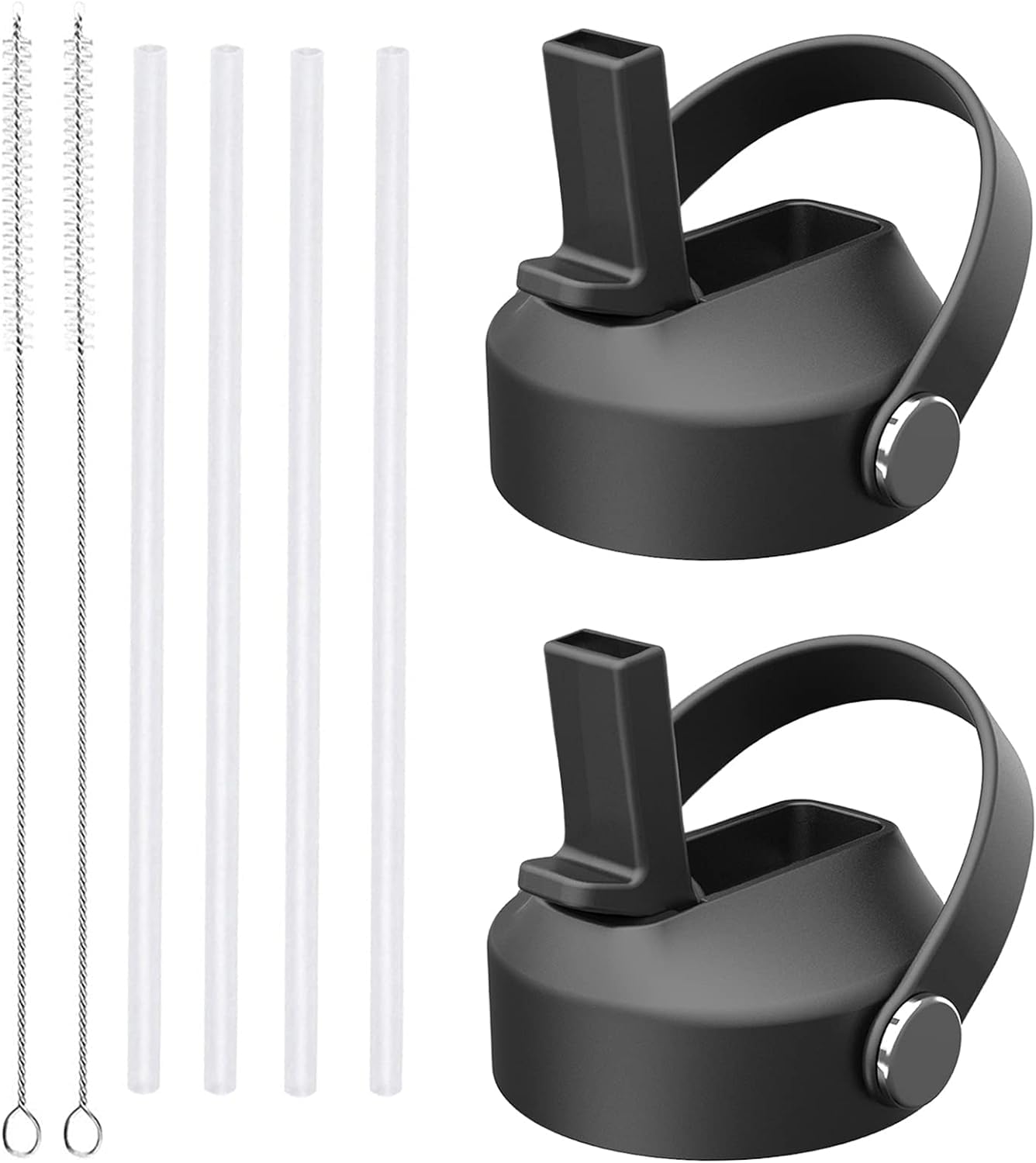 2 Pack Straw lid for Hydroflask Wide Mouth Water bottle,Flex Straw Lid compatible with Hydro Flask 12 16 18 20 32 40 64 oz,Sports Straw Cap Flip Top Lid Water Bottle Lid Accessories