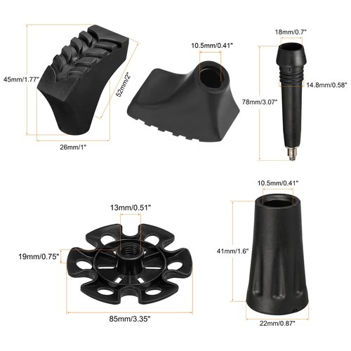 PATIKIL Trekking Pole Tips Accessories Set, 10 Pack Hiking Stick Tip Protectors Replacement for Outdoor Walking Hiking