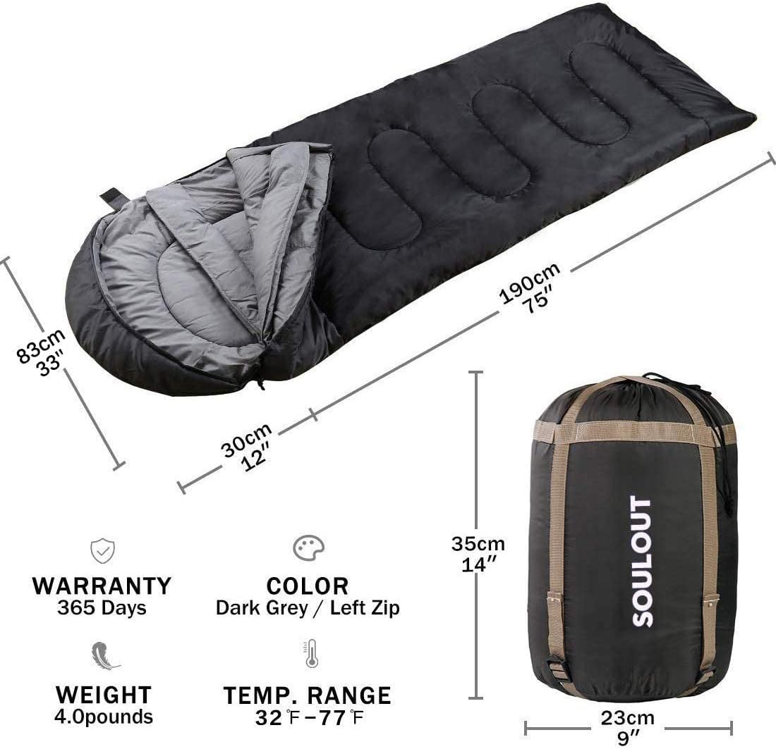 3-4 Season Sleeping Bag for Adults & Kids, Lightweight Warm Cold Weather Camping Bag with Waterproof Compression Sack – Portable for Hiking, Backpacking, Traveling & Outdoor Adventures