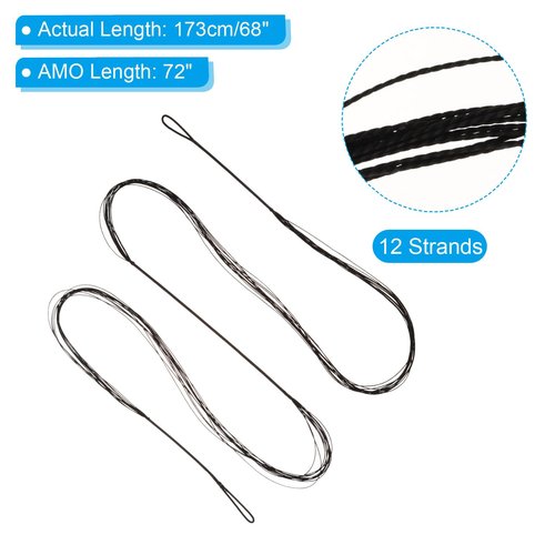 PATIKIL Bow String Replacement,12 Strands Recurve Bowstring for AMO 72" Traditional Recurve Bow, Black