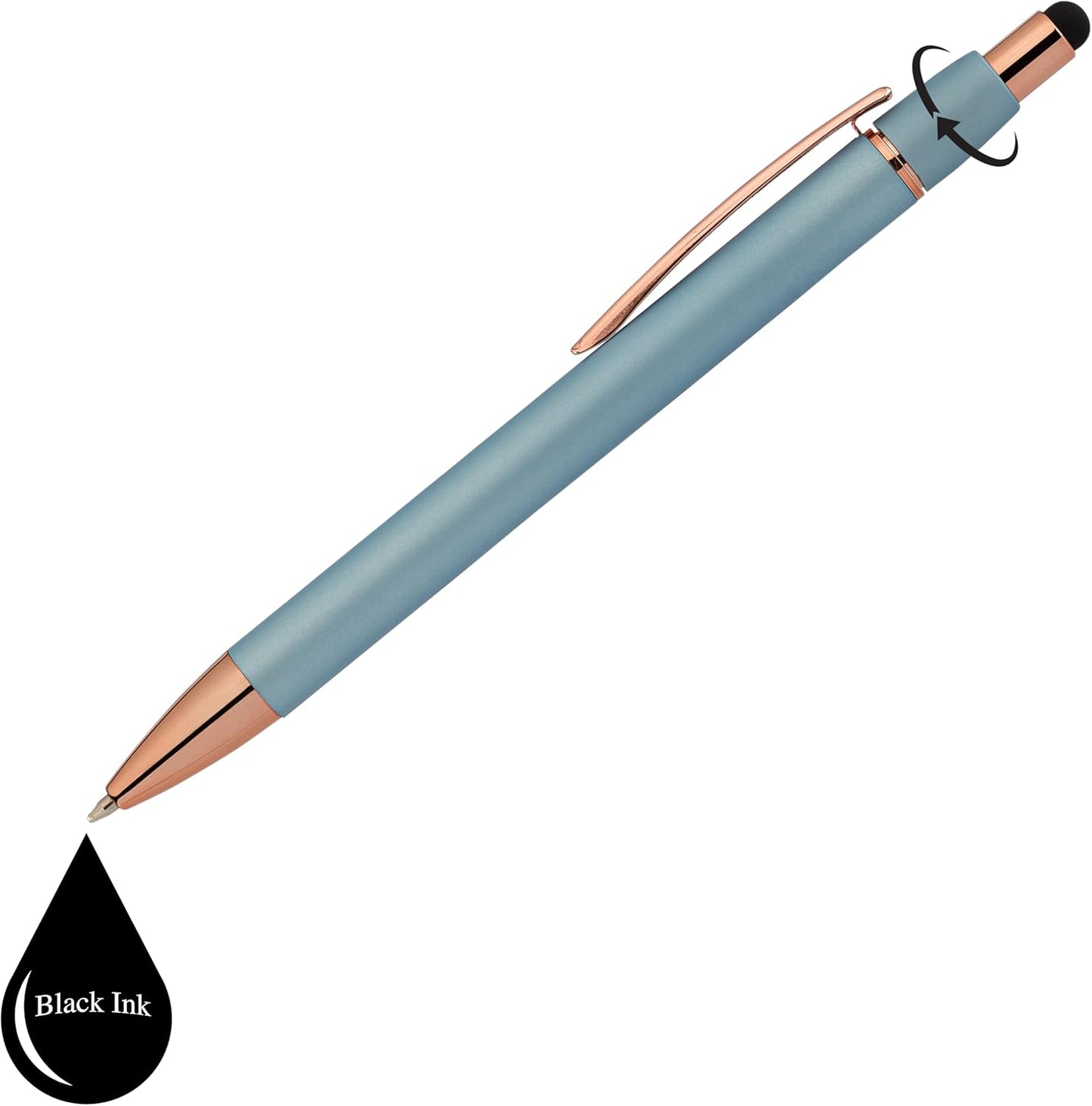 Fidget Pen for Adults - 2 Pack Stress Relief Pens with Gift Box - ADHD Anxiety - Metal with Rubber Grip - Focus for Office, Work (Black-Blue)