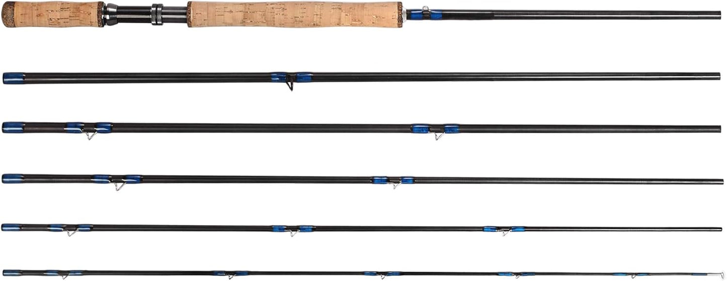 14' Spey Fly Fishing Rod 6 Sections 14FT 9/10 Spey Rod Carbon Fiber Blanks Two Handed Handle Cork Grip