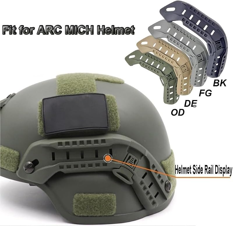 Airsoft Helmet Rail Set Accessories for MICH PASGT Helmet - Black, One Size