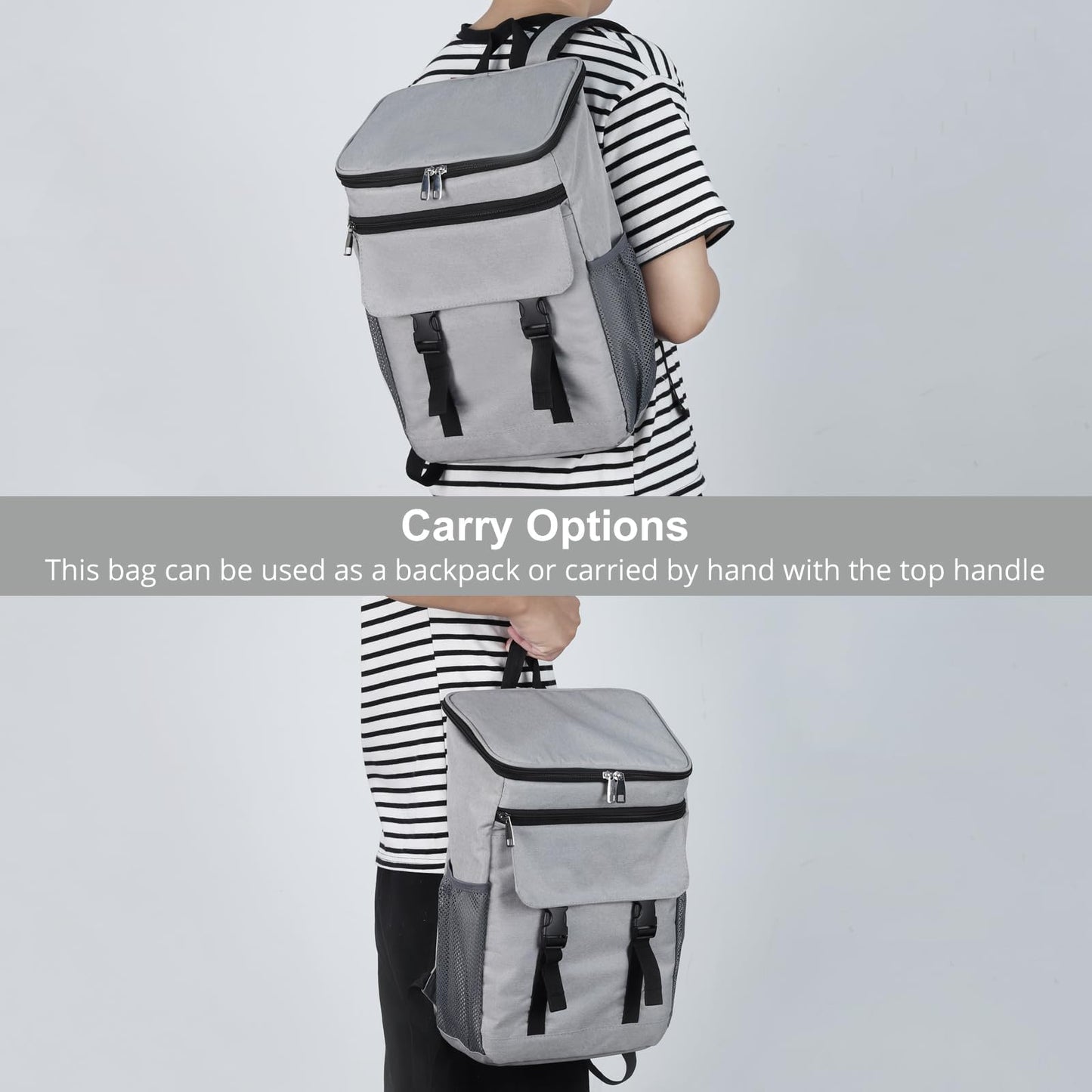 Justech Cooler Backpack 25L, Leakproof Waterproof Beach Backpack, Insulated Lunch Cooler Bag for Men and Women Large Capacity Backpack for Picnic, Camping, Beach, Travel, BBQ, Hiking, Fishing, Grey