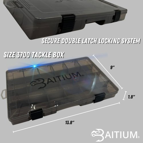 Baitium Fishing Tackle Box Organizer, Tackle Boxes With Dividers, Fishing Box, Tacklebox for Fishing, 3600 Tackle Tray or 3700, Lure Organizer, Plastic Storage- 3700 (2 Pack)
