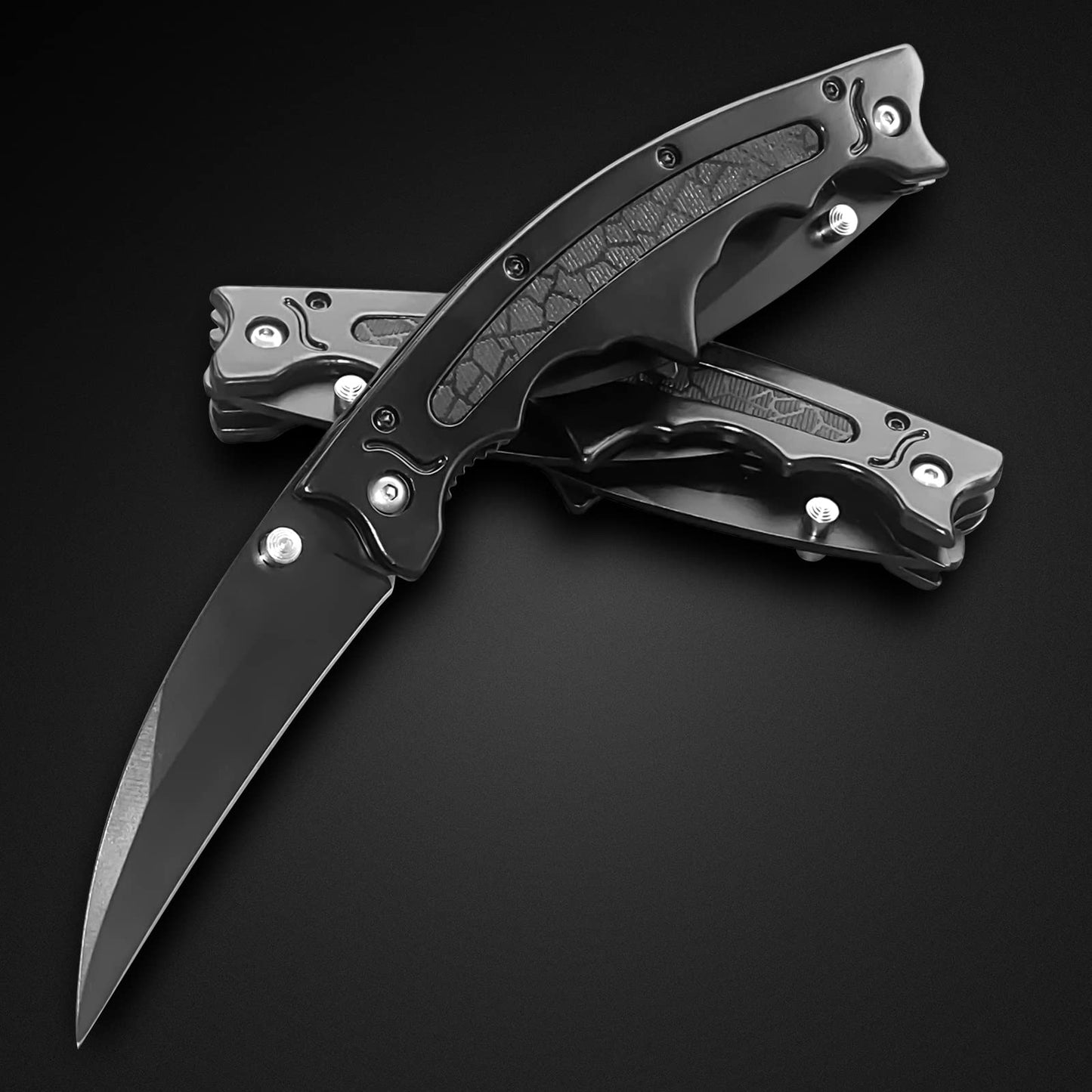 MADSABRE Double Blade Bat Folding Knife Camping Survival Pocket Knives with Clip, Dual Blade Hunting Tactical Pocket Knife, Gifts for Men, Dads, Husbands