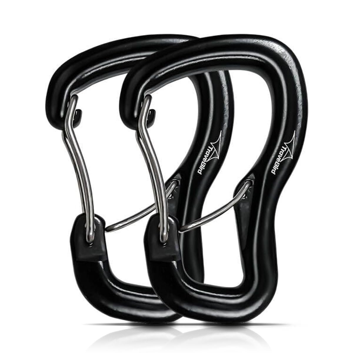 Travel Bird Heavy Duty Carabiner Clip Hook 8KN (1763 lbs), 2 PCS Ultra-Light Aluminum Caribeaners with Double Door D Ring Shape, for Hammock, Camping, Hiking, Backpacking, Dog Leash, Keychain Clip