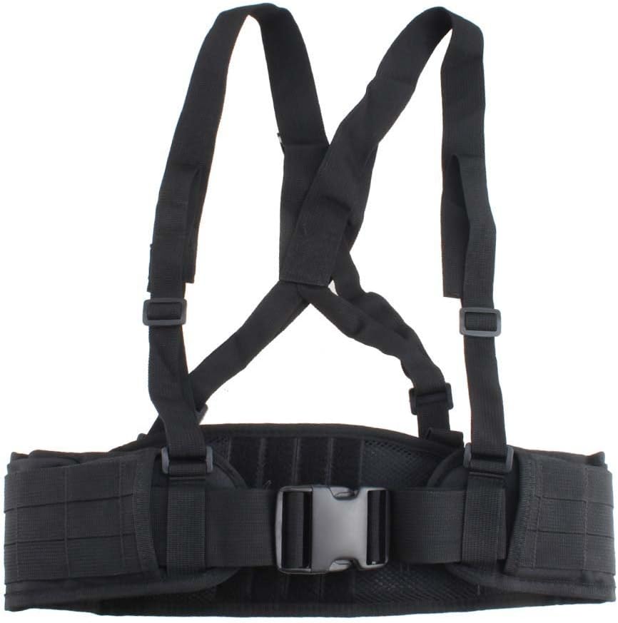FAMI Tactical Battle Combat Airsoft Padded Equipment Molle Waist Belt with Adjustable Suspenders Free Straps