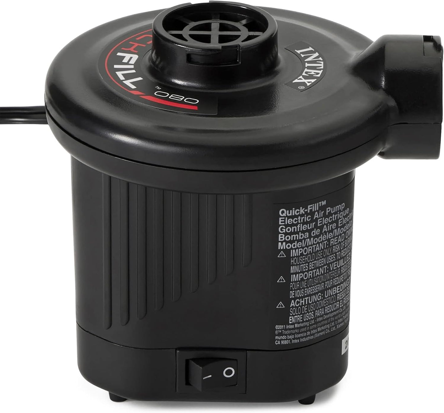 Intex 66619E 120 Volt Quick Fill AC Electric Air Pump with 3 Nozzles, Black