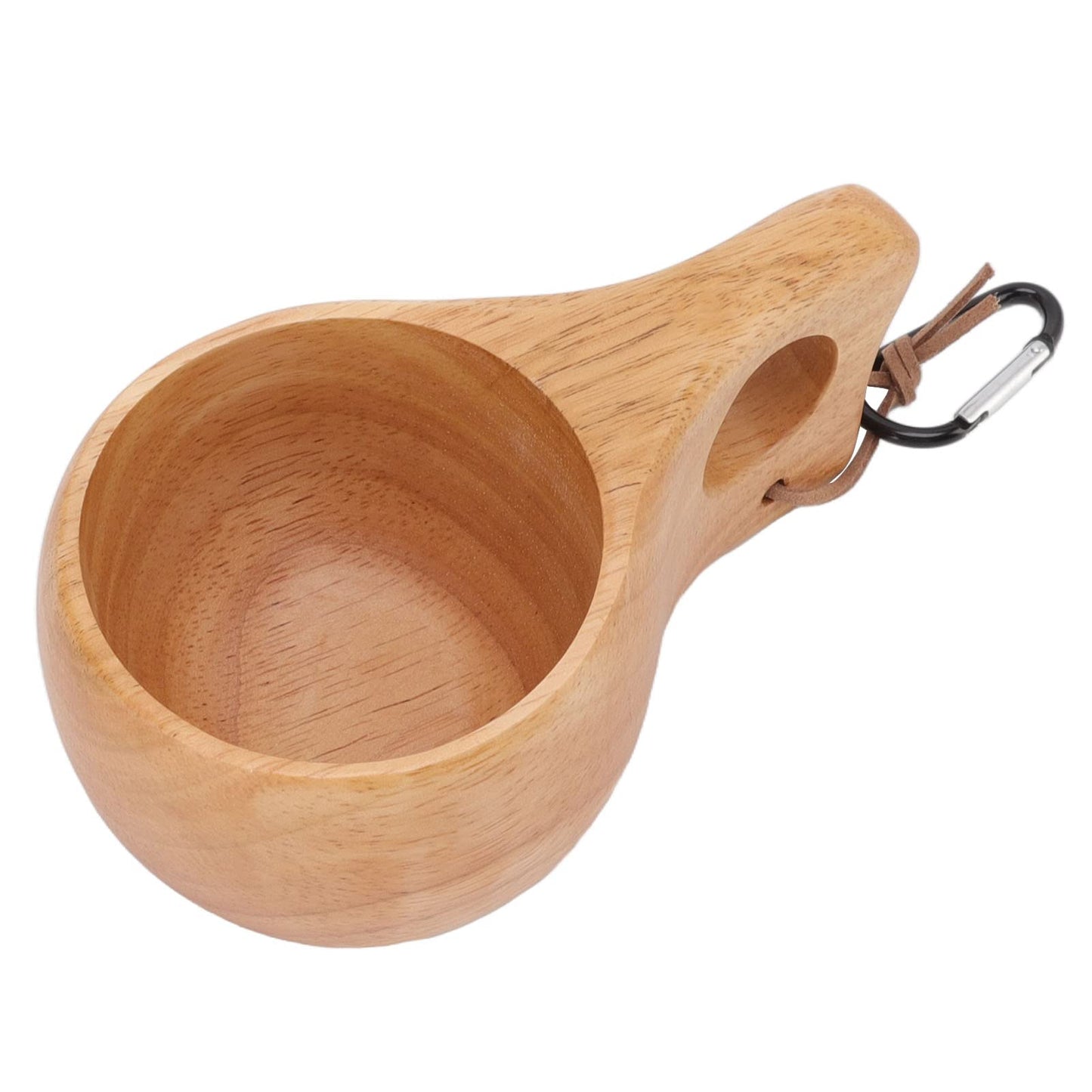 200ml Handmade Finnish Kuksa Wooden Cup - Nordic Style Portable Mug for Coffee, Tea, Camping & Hiking, Natural Rubber Wood, Lightweight & Durable (5.9×3.15×2.76in / 15×8×7cm)
