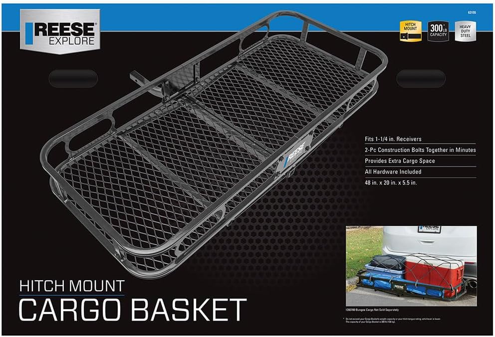 Reese Pro Series 63155 Rambler Hitch Cargo Carrier for 1-1/4” Receivers, Black