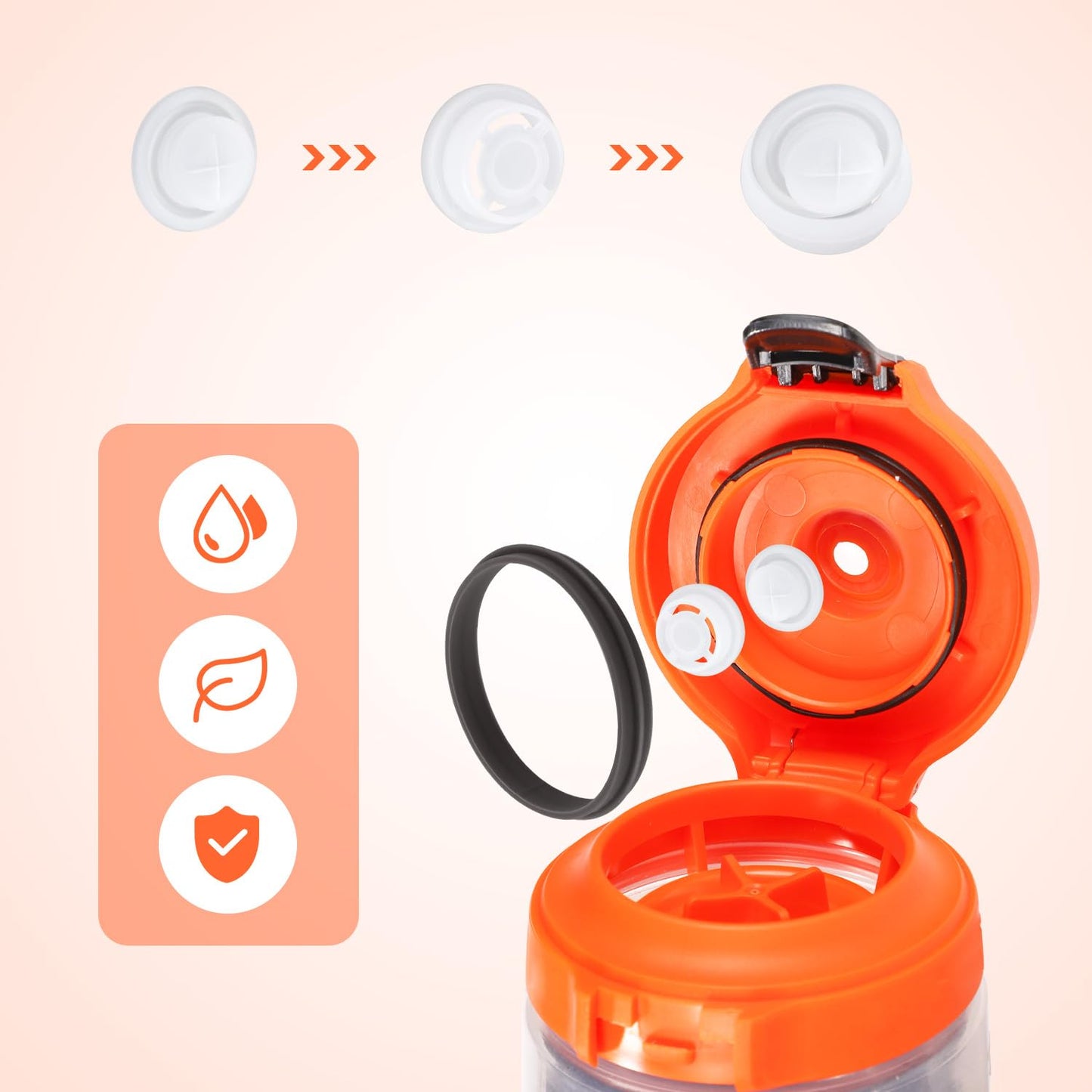 10pcs Bottle Lid Replacement Compatible with Gatorade Water Bottle, Dispensing Valves Replacement Gasket Silicone Valve and Plastic Insert & Bottle Seal & Clip for Gatorade GX 30oz Part Accessories