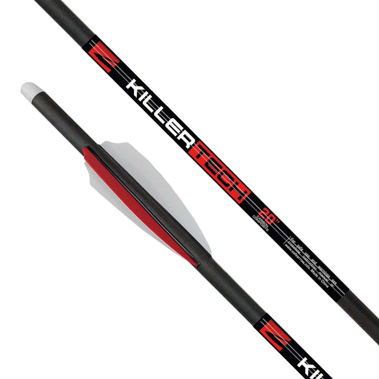 Killer Instinct KillerTech Crossbow Bolts - 20-Inch Carbon Composite Arrows with ±.005"" Straightness - 400 Grain Weight - 6-Pack Hunting Bolts for High-Speed Crossbows