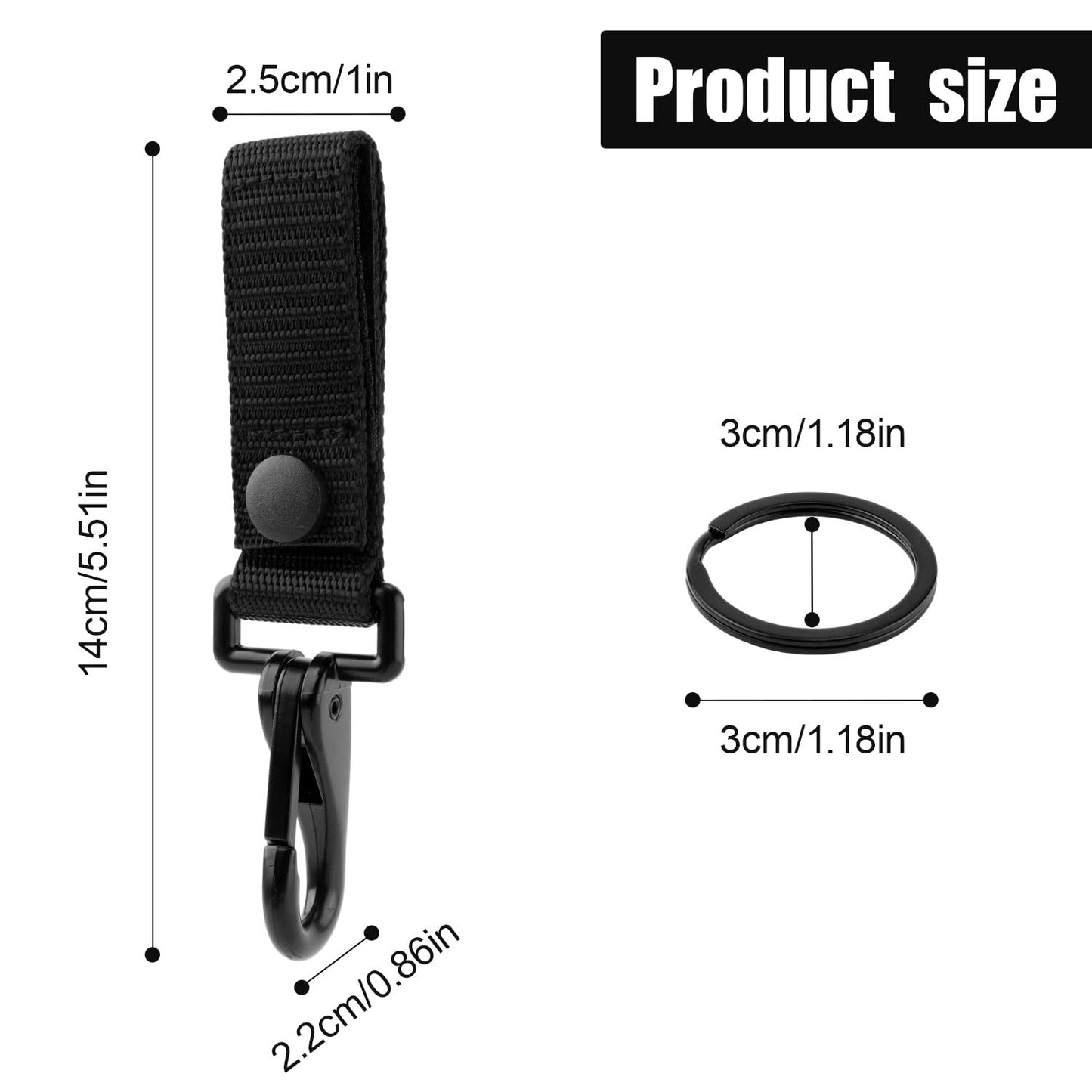 2pcs Belt Key Holder, Heavy Duty Belt Key Holder with Metal Snap and Nylon Molle Strap Duty Belt Key Clip Belt Clip Duty Belt Accessories