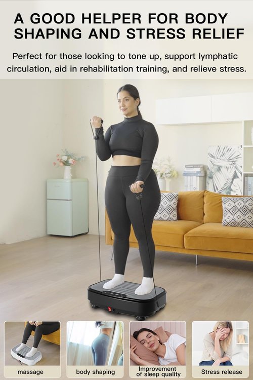 WITHSTAR Vibration Plate Exercise Machine, Power Waver Vibration Plate Platform for Lymphatic Drainage Whole Body Vibration Plate Machine Helps Weight Loss Shaping Toning 330lbs (Black)