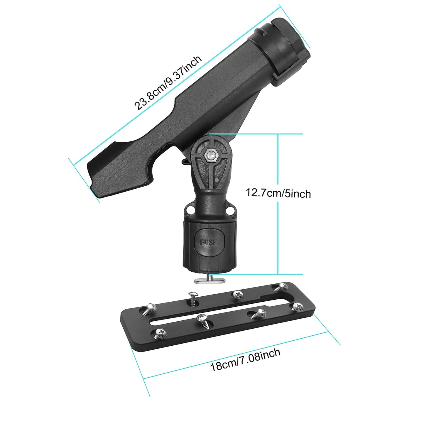 Kayak Fishing Rod Holder , Fishing Boat Rods Holder with T-Shaped Screw, 360° Adjustable Kayak Fishing Pole Holder Mounted Track or Kayak,