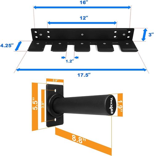 Yes4All Vertical Wall Mounted Olympic Barbell Holder, Barbell Storage Rack, Hanging Barbell Rack for Home Fitness Equipment