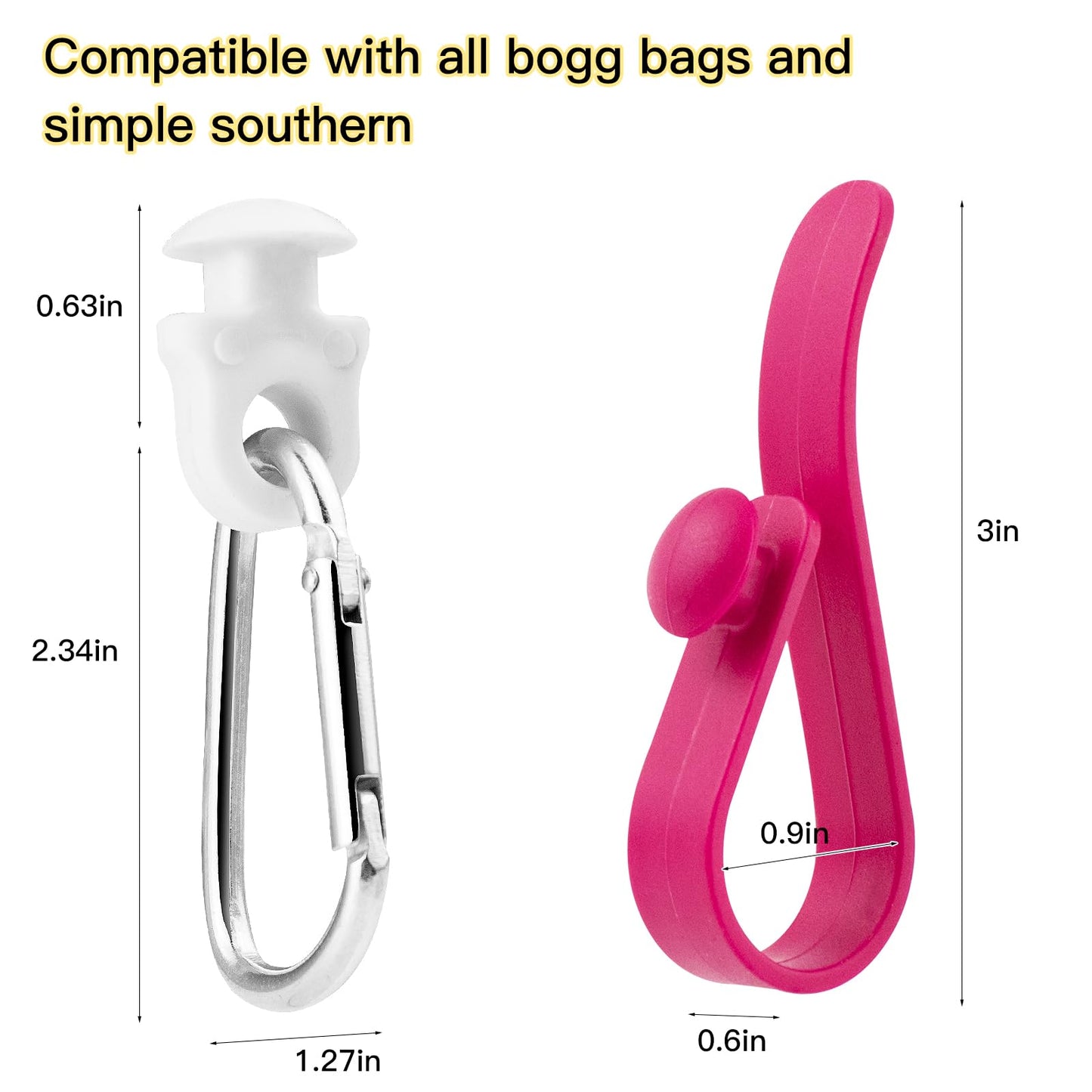 Generic Hooks Set Accessories Compatible for Bogg Bag, Bogg Bag Accessories, Bag Hanging Hooks for Charms Key Pouch Earphone Tassel Cup, Compatible for Small & Large Beach Bags, 4 Pcs, White rose