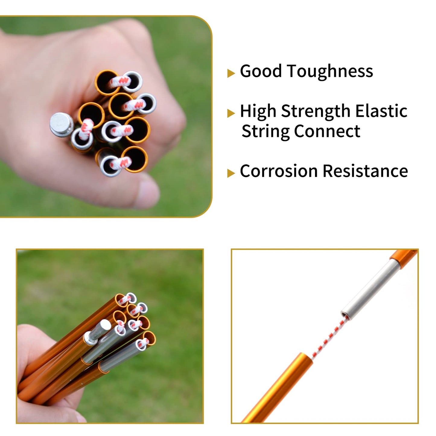 GEERTOP Portable Aluminum Replacement Tent Poles for 2 Person Tent Ultralight Aluminium Rods for Camping Hiking Backpacking