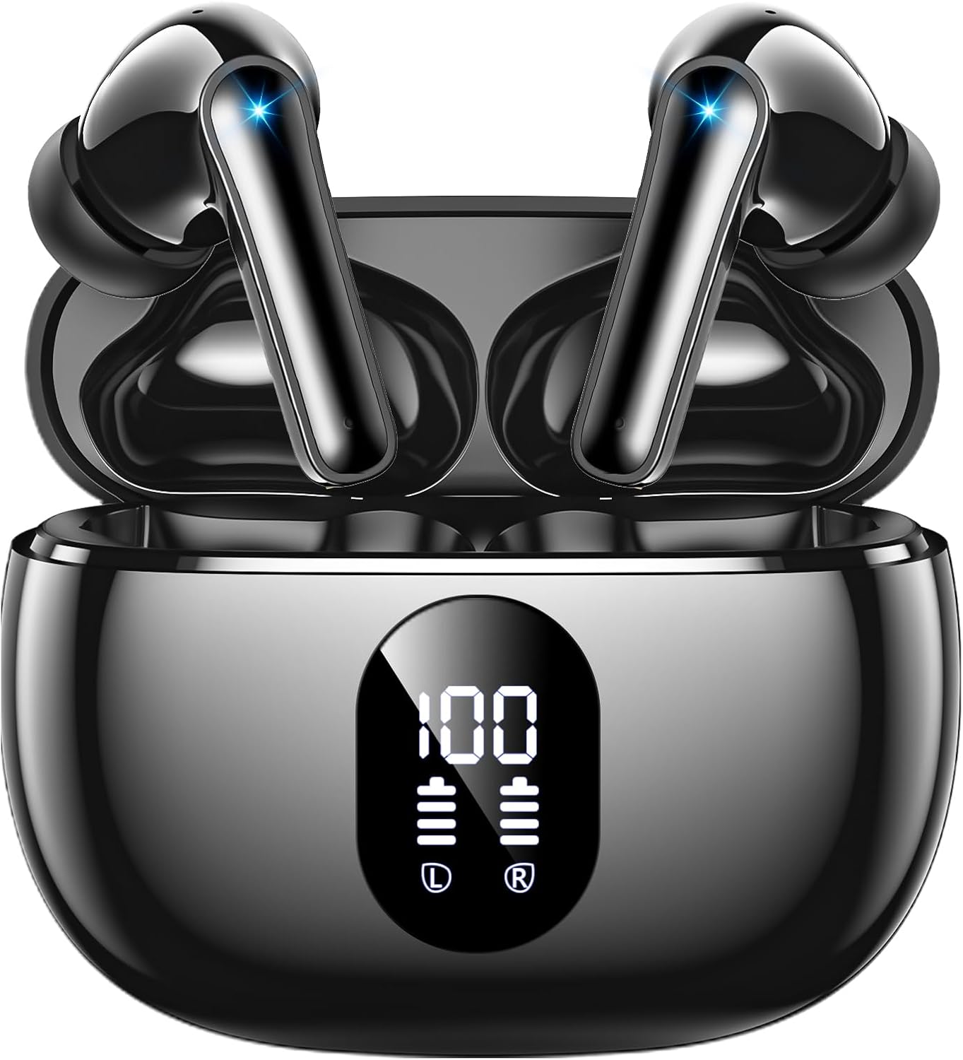 ZZU Wireless Earbuds, Bluetooth Ear Buds with Big Bass Stereo Sound, 48 Hours Playtime, Lightweight in-Ear Fit Earphones, IPX7, Hands-Free Calls with AI for iPhone, Android, Pad, Sports, Workout
