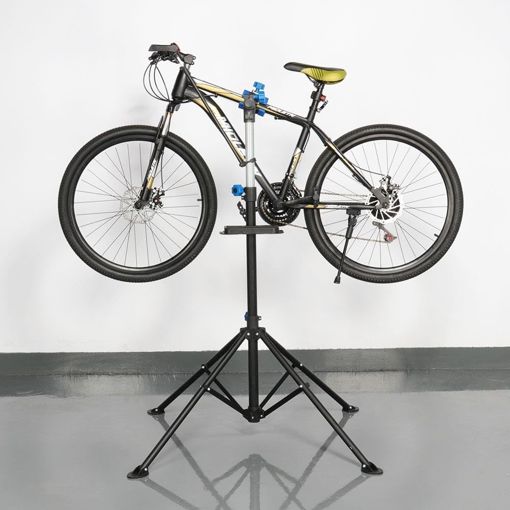 Yaheetech Bike Repair Stand - Height Adjustable Bicycle Workshop Stand with Tool Tray for Road & Mountain Bikes, Red/Blue