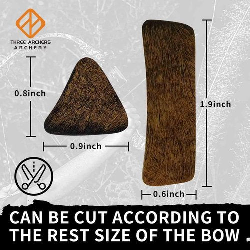 THREE ARCHERS Fur Arrow Rest Stick on Recurve Bow Riser Adhesive Backed Sticker on Longbow for Recurve Bow Hunting Shooting(4 Pairs)
