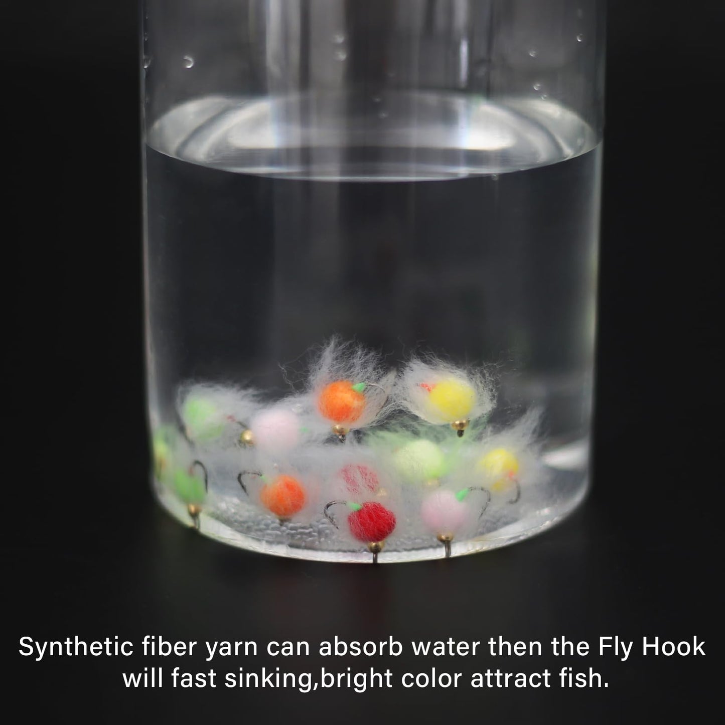 24pcs Fly Fishing Flies Kit Brass Beadhead Glo Bug Egg Floating Fly Lure for Salmon, Steelhead, Trout, Fishing Accessories