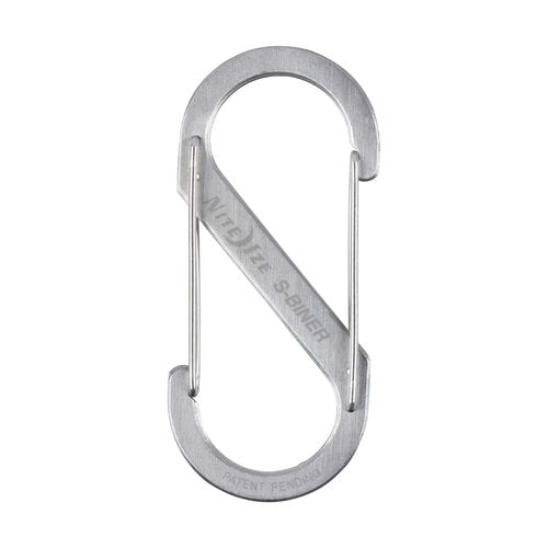 Nite Ize S-Biner Stainless Steel Dual Carabiner - Multi Purpose Dual Carabiner Clip - Great for Camping Supplies & Hiking Essentials - Secure Key Holder - Size 5, Stainless Steel (4 Pack)