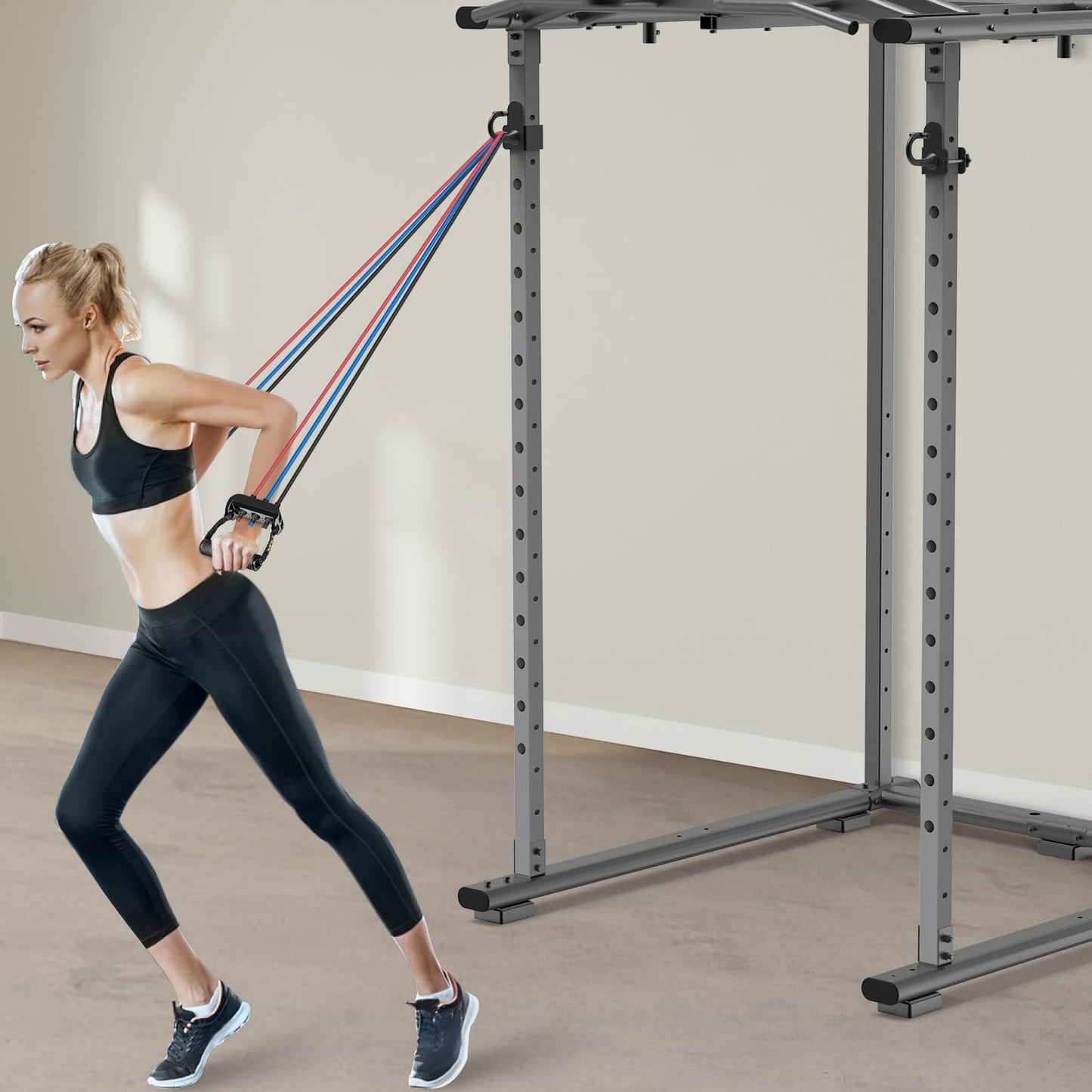 Kipika Anchor for Resistance Bands Fits 2" x 2" Power Rack with 5/8" or 1" Hole - Heavy Duty Steel Hooks with Rubber Pads for Home Gym Workouts, Strength Training,and Physical Therapy Exercise, 2 Pack
