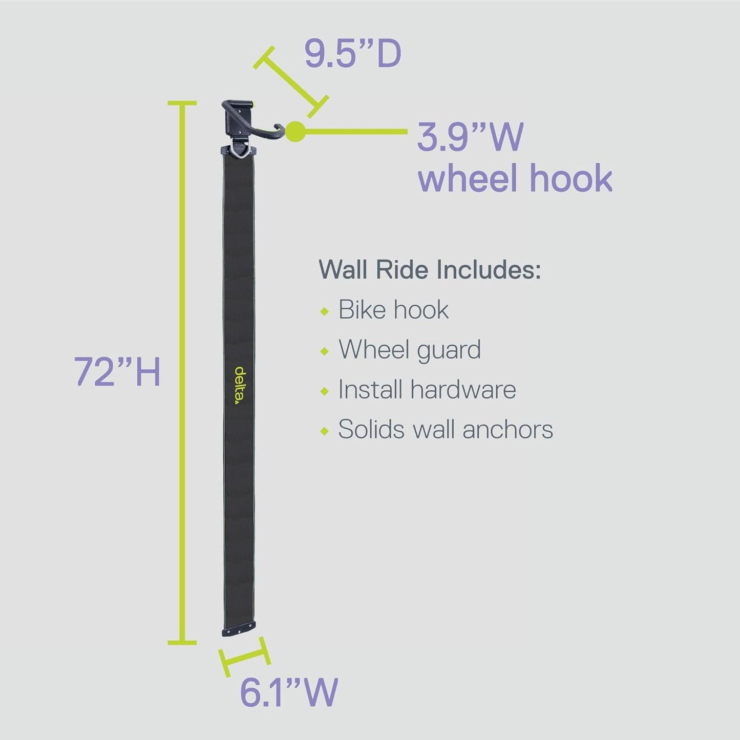 Delta Cycle Michelangelo 2 Bike Storage Rack - Gravity Fully Adjustable Bike Rack Garage For Road, MTB, and Hybrid Bicycles - Vertical Bike Rack Holds Up To 80 lbs