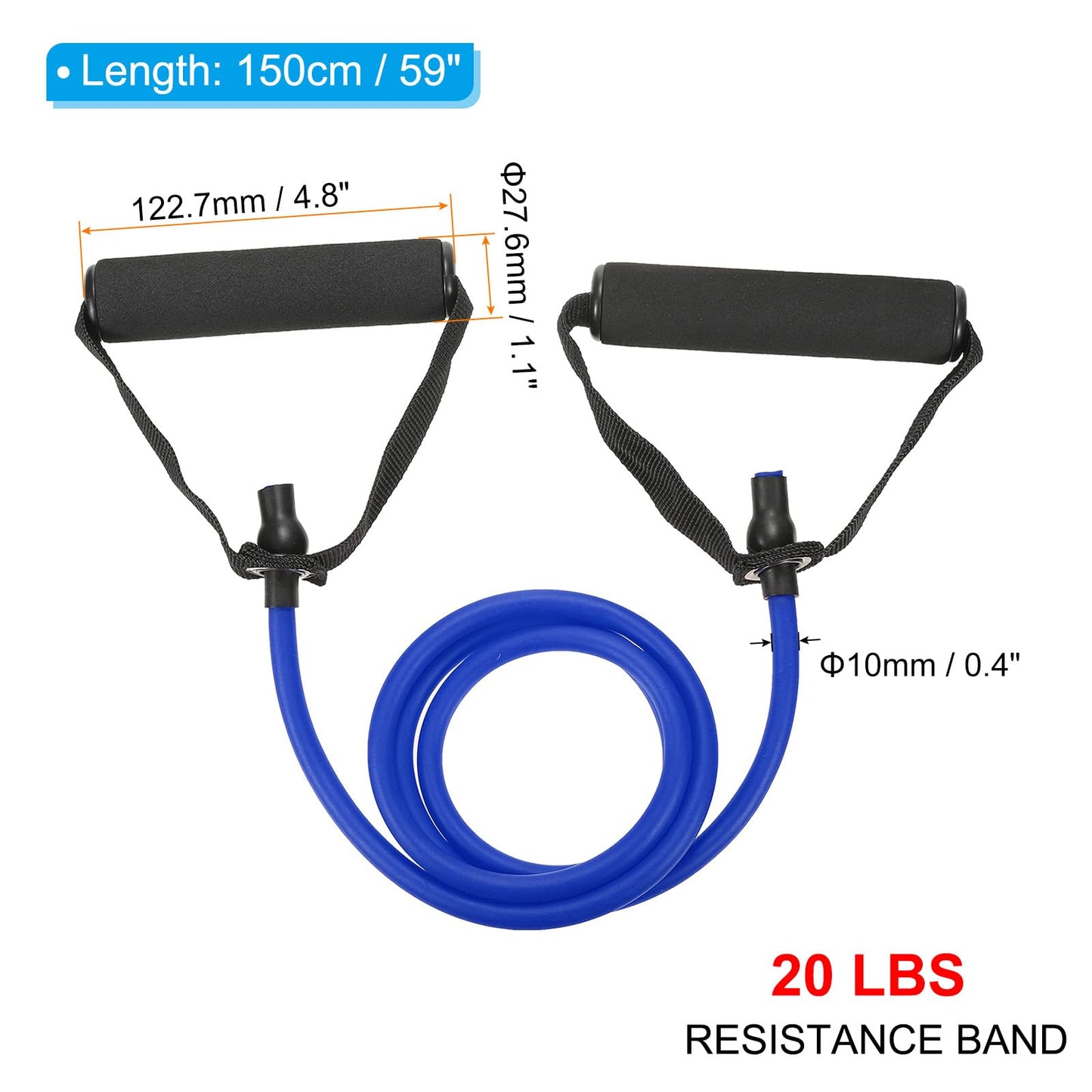 PATIKIL 25Lbs Resistance Bands, Single Exercise Bands with Foam Handles Working Out Stretch Bands for Home Workouts Gym Physical Fitness Yoga, Blue