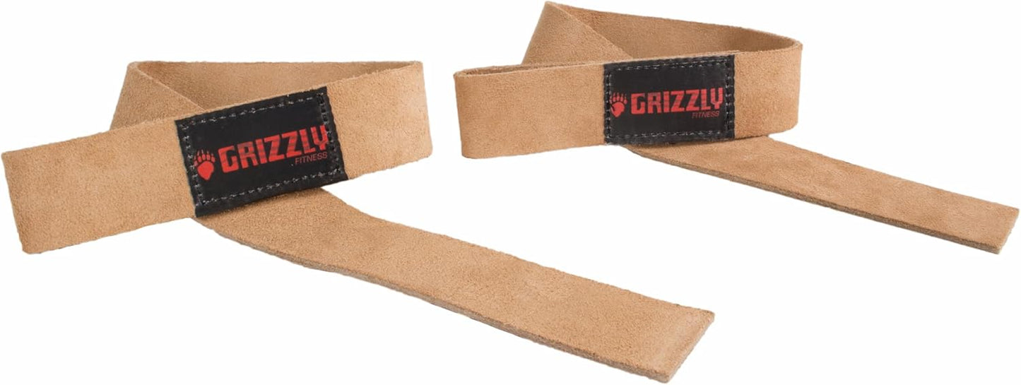 Grizzly Fitness 1.5" Premium Genuine Leather Lifting Wrist Straps for Men and Women | Sold in Pairs | One Size | Used by Pros to increase Grip Strength and Reduce Slipping | 1.5” Wide x 20.5" Long