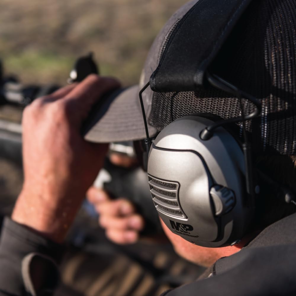 Smith & Wesson M&P Alpha Electronic 23 NRR Hearing Protection with Sound Amplification and Adjustable Earmuffs for Shooting, Hunting and Range