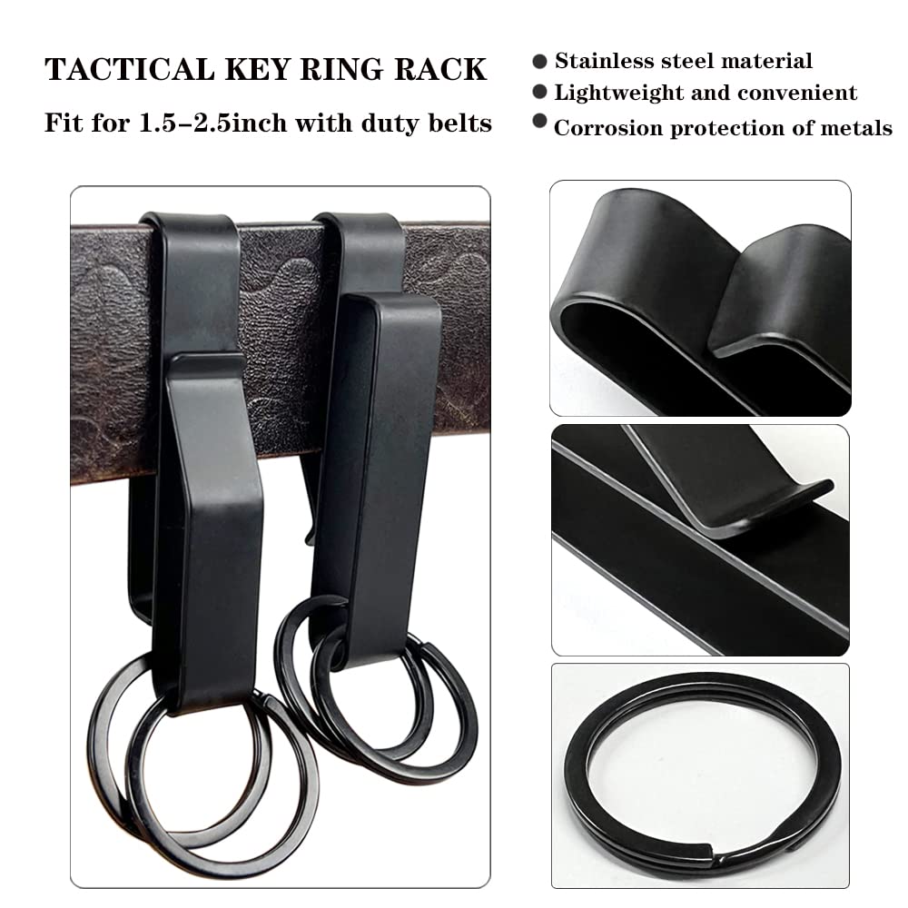 2 Pack Duty Belt Key Holder, Belt Key Clip Key Holder, Tactical Stealth Key Ring, Stainless Steel Tactical Key Holders, Belt Key Clip for Police Handcuff and Fire Agencies Fits Max 2.25 Inch Belt