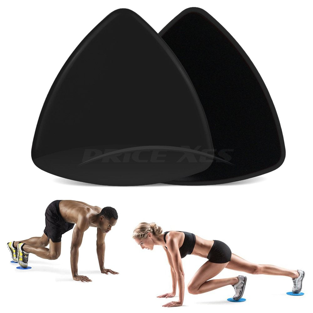 2 x Dual Sided Gliding Discs Exercise Sliders Core Sliders Fitness Ultimate Trainer Gym Home Abdominal & Total Full Body Workout Equipment on ALL surfaces Slide & Glide Exercises (Black, Circle)