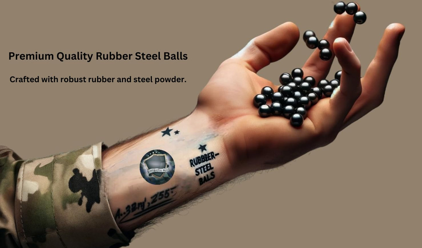 20 pcs S-Type RUBBER-STEEL BALLS in .68 Cal. Premium Quality Hard Rubber Steel Balls Paintballs Powerballs 7 gr. Heavy Ammo for Self Home Defense Training Pistols in 68 Caliber