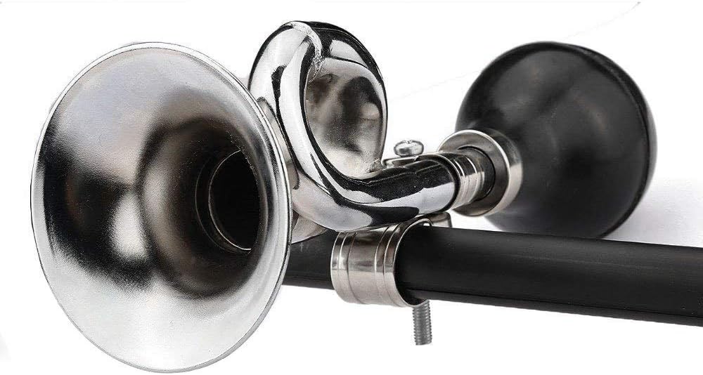 G Ganen Bugle Horn, Chrome Plated w/ Black Bulb
