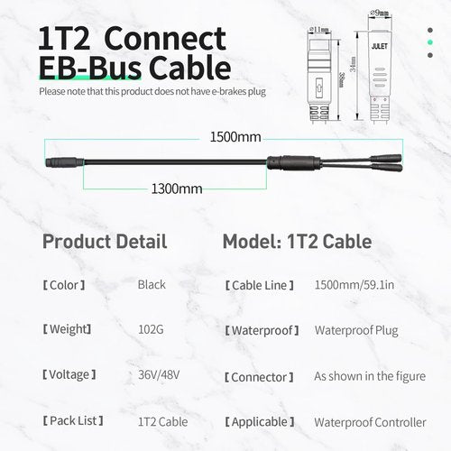 FOBOXCHD Electric Bicycle Signal Cable 1T4/1T5, Connecting Controller to Display, Throttle, Light Function, 150cm Length (1 to 2)